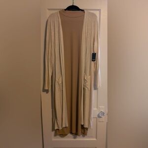 Two Piece Cashmere Rose Dress with Cream Duster